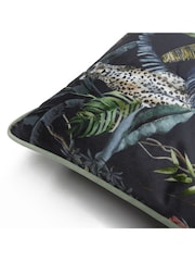 Evans Lichfield Petrol Blue Jungle Leopard Velvet Polyester Filled Cushion - Image 4 of 5