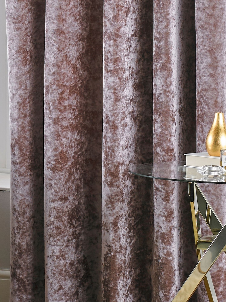Riva Paoletti Blush Pink Verona Crushed Velvet Eyelet Curtains - Image 3 of 4