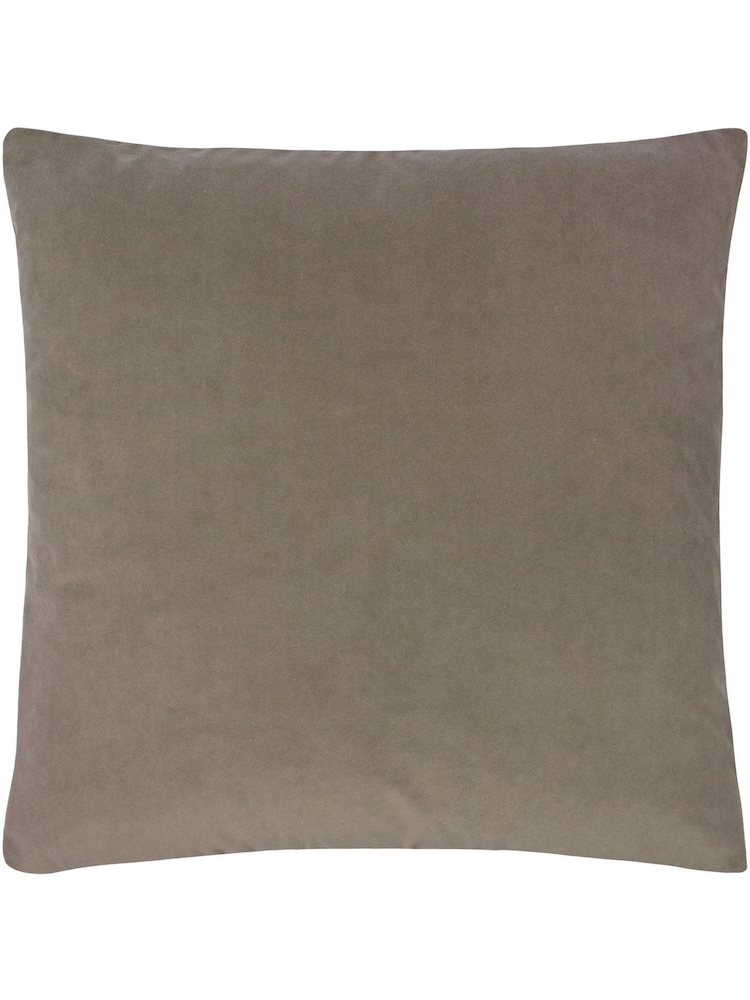 Evans Lichfield Mink Brown 50 x 50cm Sunningdale Velvet Cushion - Image 1 of 3