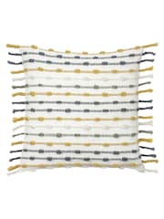 furn. Ochre Yellow/Natural Beige Dhadit Striped Polyester Filled Cushion - Image 1 of 6