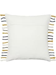 furn. Ochre Yellow/Natural Beige Dhadit Striped Polyester Filled Cushion - Image 2 of 6