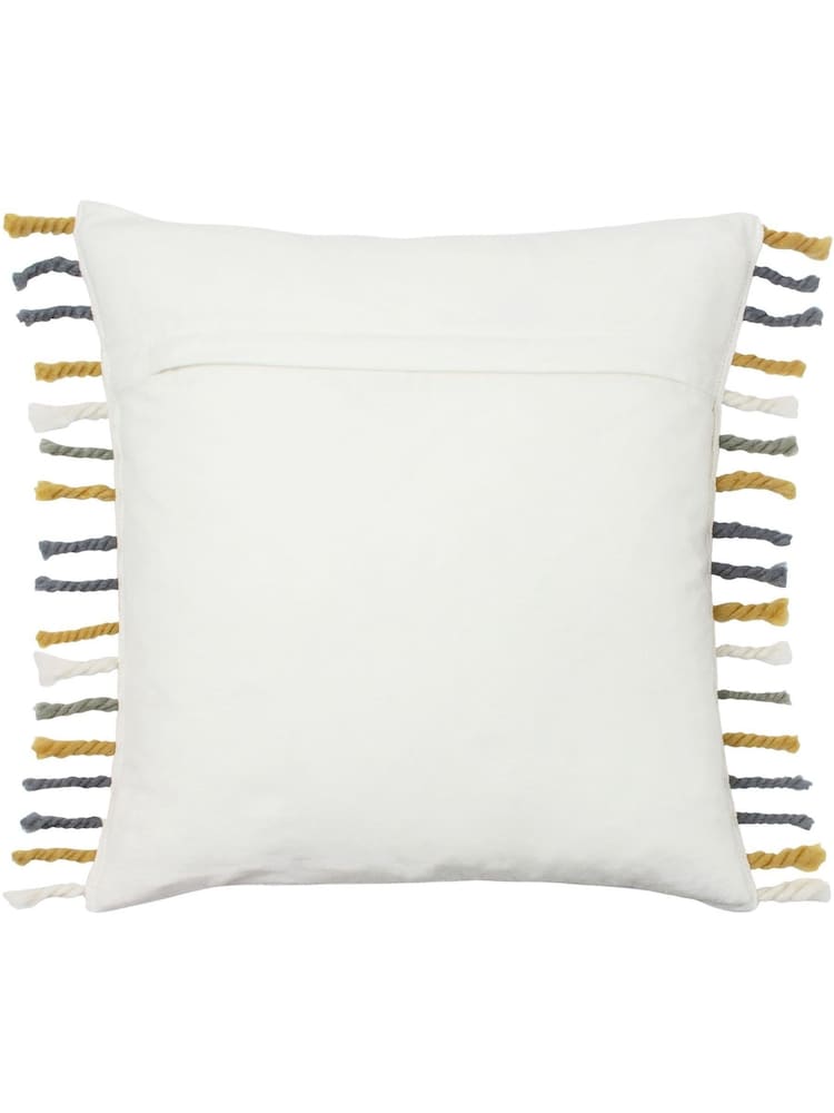 furn. Ochre Yellow/Natural Beige Dhadit Striped Polyester Filled Cushion - Image 2 of 6