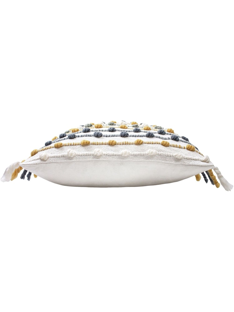 furn. Ochre Yellow/Natural Beige Dhadit Striped Polyester Filled Cushion - Image 3 of 6