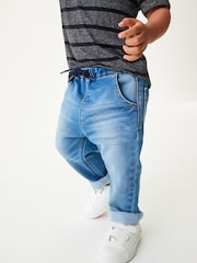 Mid Blue Denim Super Soft Pull-On Jeans With Stretch (3mths-7yrs) - Image 4 of 7