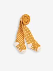 JoJo Maman Bébé Mustard Cotton Rich Spot Tights - Image 1 of 1