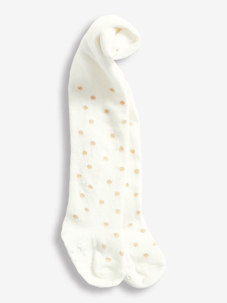 JoJo Maman Bébé Cream Spot Sparkle Tights - Image 1 of 1 JoJo Maman Bébé Cream Spot Sparkle Tights - Image 1 of 1