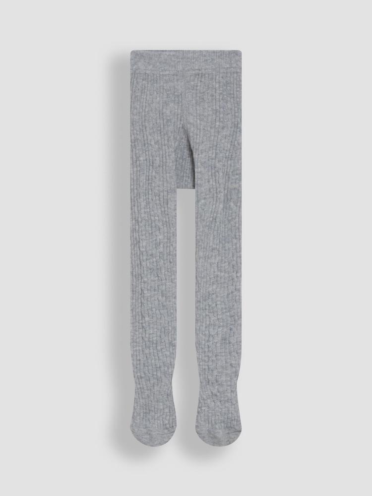 JoJo Maman Bébé Grey Cotton Rich Cable Tights - Image 2 of 3