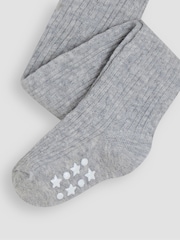 JoJo Maman Bébé Grey Cotton Rich Cable Tights - Image 3 of 3