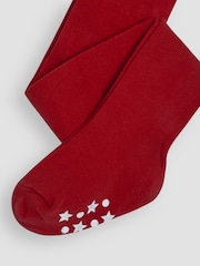 JoJo Maman Bébé Bright Red Cotton Rich Plain Tights - Image 3 of 3