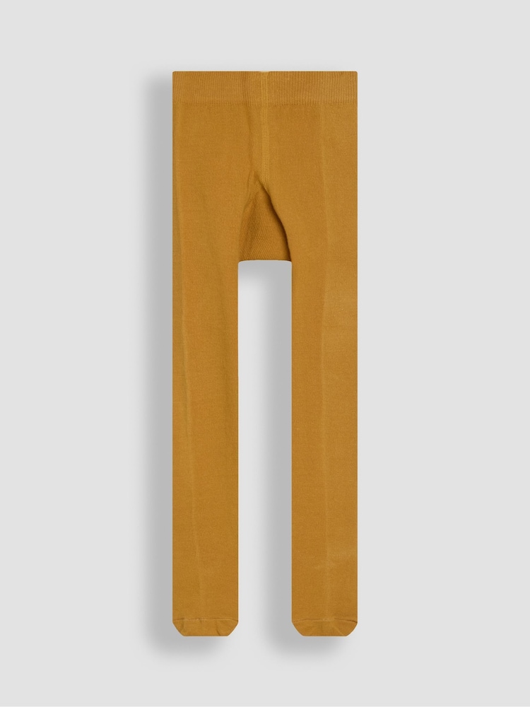 JoJo Maman Bébé Mustard Yellow Cotton Rich Plain Tights - Image 2 of 3