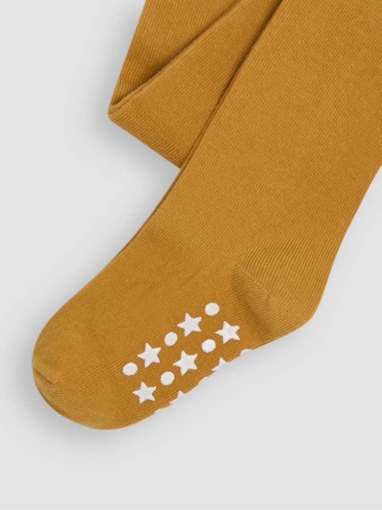 JoJo Maman Bébé Mustard Yellow Cotton Rich Plain Tights - Image 3 of 3