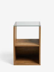 Dark Bronx Oak Effect Glass Side Table - Image 2 of 7