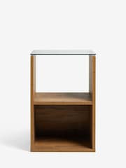 Dark Bronx Oak Effect Glass Side Table - Image 3 of 7