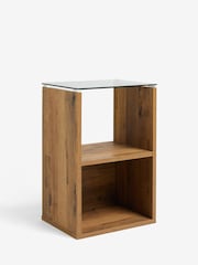 Dark Bronx Oak Effect Glass Side Table - Image 5 of 7
