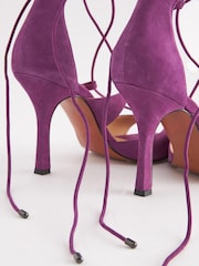 Purple Signature Leather Strappy Wrap Heels - Image 10 of 10