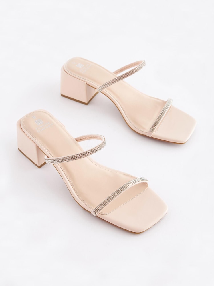 Nude Cream Regular/Wide Fit Forever Comfort® Two Band Block Heel Mules - Image 1 of 5