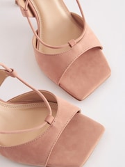 Camel Signature Leather Strappy Wrap Heels - Image 6 of 8