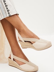 Neutral Regular/Wide Fit Forever Comfort® Elastic Closed Toe Wedges - Image 1 of 7