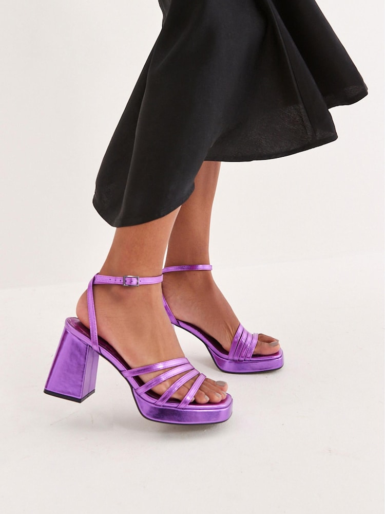 Purple Forever Comfort® Strappy Platform Heel Sandals - Image 1 of 9 Purple Forever Comfort® Strappy Platform Heel Sandals - Image 1 of 9