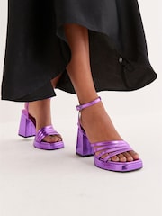 Purple Forever Comfort® Strappy Platform Heel Sandals - Image 4 of 9