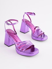 Purple Forever Comfort® Strappy Platform Heel Sandals - Image 5 of 9