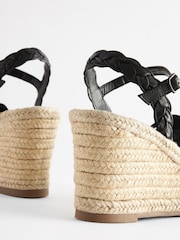 Black Leather Huarache Wedges - Image 5 of 7