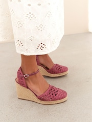 Pink - Signature Makramee​​​​​​​-Schuhe mit Keilabsatz - Bild 1 von 8