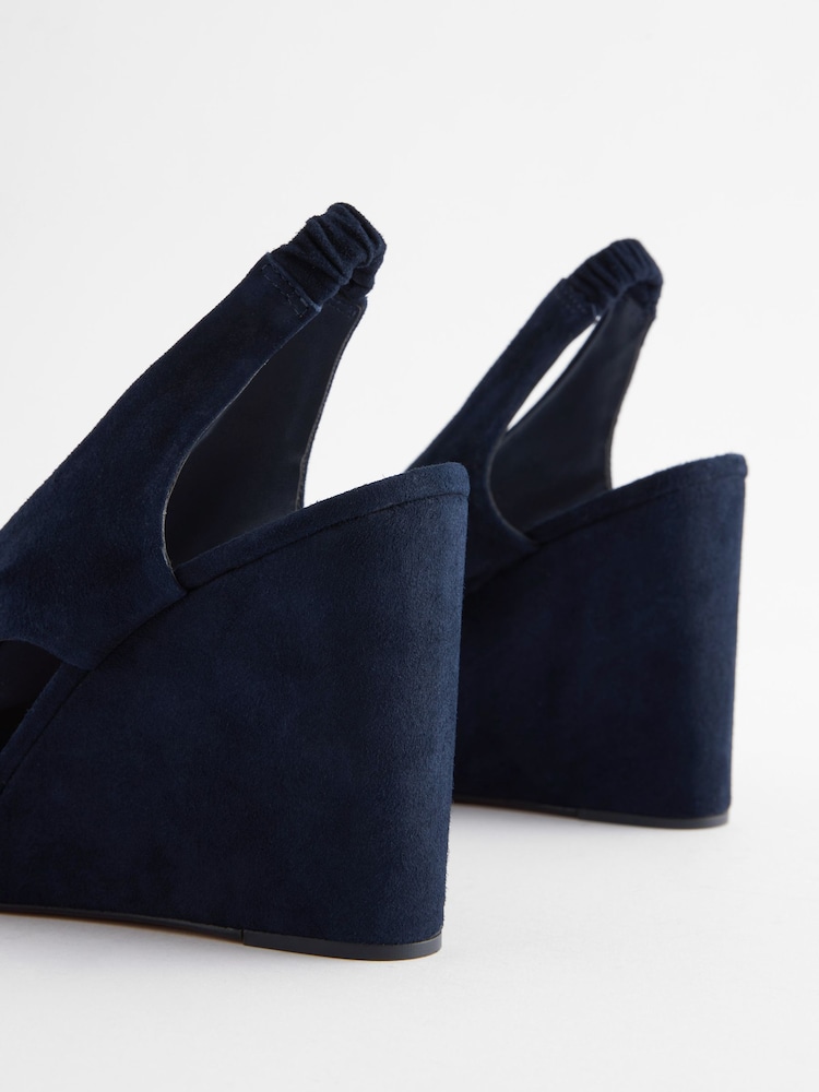 Navy Blue Signature Leather Knot Wedges - Image 4 of 6