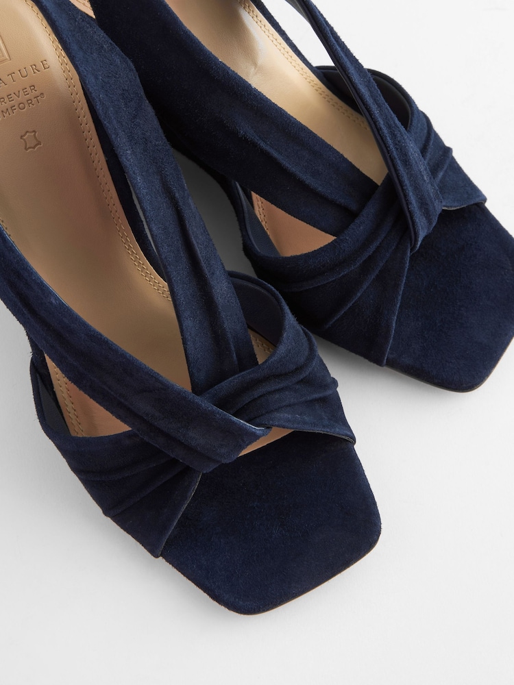 Navy Blue Signature Leather Knot Wedges - Image 6 of 6 Navy Blue Signature Leather Knot Wedges - Image 6 of 6