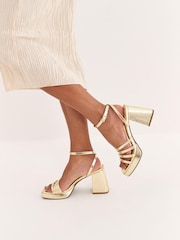 Gold Forever Comfort® Strappy Platform Heel Sandals - Image 3 of 9