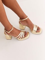 Gold Forever Comfort® Strappy Platform Heel Sandals - Image 4 of 9
