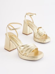 Gold Forever Comfort® Strappy Platform Heel Sandals - Image 5 of 9