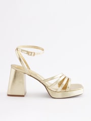 Gold Forever Comfort® Strappy Platform Heel Sandals - Image 6 of 9