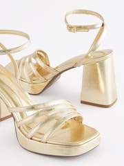 Gold Forever Comfort® Strappy Platform Heel Sandals - Image 7 of 9
