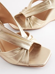 Gold Signature Leather Knot Wedges - Image 5 of 7