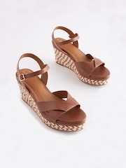 Tan Brown Regular/Wide Fit Forever Comfort® Open Toe Wedges - Image 1 of 5
