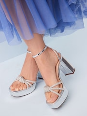 Silver Forever Comfort® Platform Bling Twist Sandals - Image 1 of 8