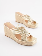 Gold - Forever Comfort® Pantoletten aus Webstoff mit Keilabsatz - Bild 4 von 7