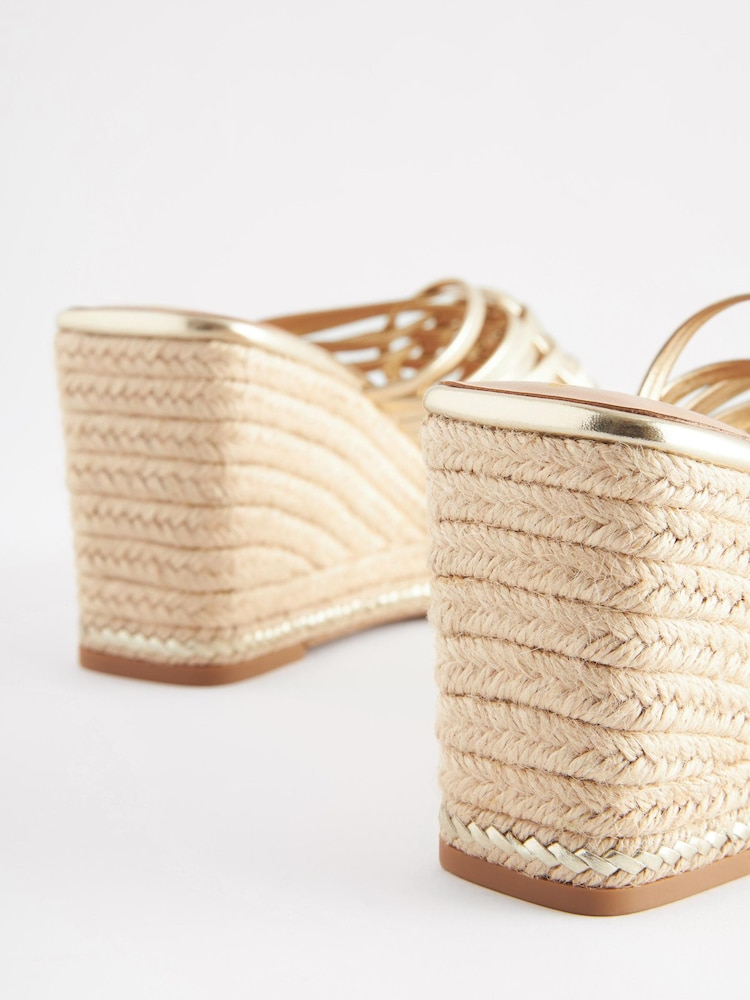 Gold - Forever Comfort® Pantoletten aus Webstoff mit Keilabsatz - Bild 7 von 7