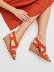 Orange Extra Wide Fit Forever Comfort® Elastic Strap Wedges - Image 1 of 1
