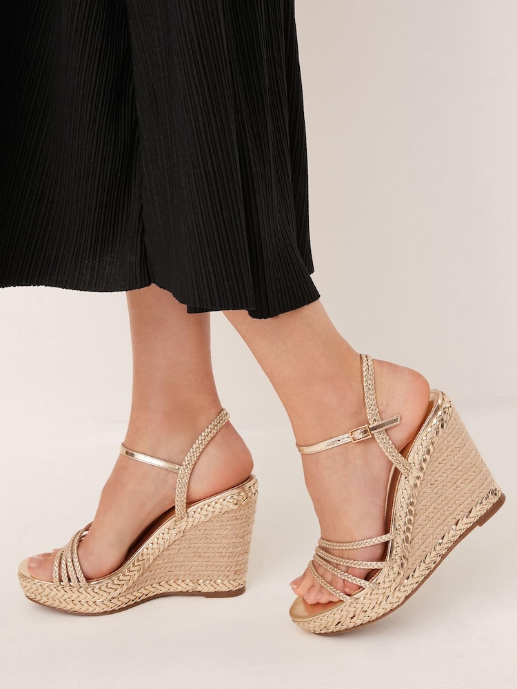 Gold Forever Comfort® Plait High Wedges - Image 1 of 8 Gold Forever Comfort® Plait High Wedges - Image 1 of 8