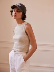 Mint Velvet Light Grey High Neck Tank Top - Image 2 of 6