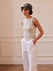 Mint Velvet Light Grey High Neck Tank Top - Image 4 of 6