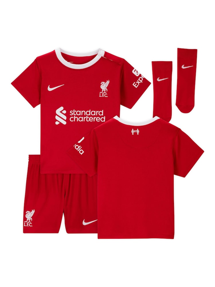 Nike Red Liverpool FC Stadium 2023/24 3 Piece Football Kit - Image 1 of 4