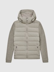 Reiss Soft Grey Murphy Zip Close Hybrid Knitted Jacket - Image 2 of 7