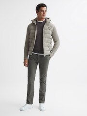 Reiss Soft Grey Murphy Zip Close Hybrid Knitted Jacket - Image 3 of 7