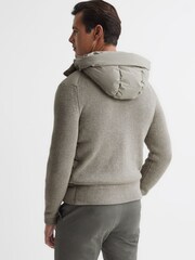 Reiss Soft Grey Murphy Zip Close Hybrid Knitted Jacket - Image 5 of 7