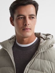 Reiss Soft Grey Murphy Zip Close Hybrid Knitted Jacket - Image 6 of 7