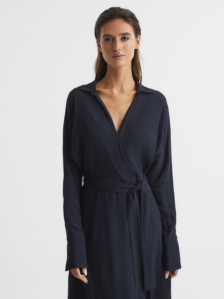 reiss cecily midi shirt dress Buy Reiss Navy Cecily Wrap Shirt Midi Dress from Next USA