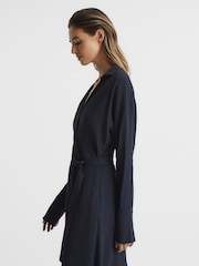 Reiss Navy Cecily Wrap Shirt Midi Dress - Image 6 of 7